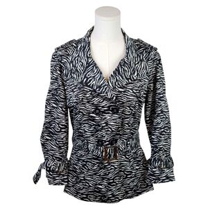 Marisa Christina Vintage Zebra Print Belted Peplum Jacket M Animal Print Blazer